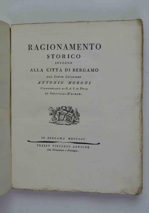 Ragionamento storico intorno alla città di Bergamo - Antonio Moroni - copertina