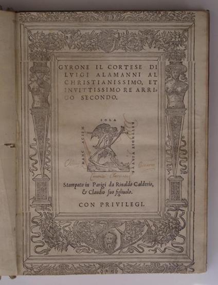 Gyrone il cortese… al Christianissimo, et Invitissimo Re Arrigo secondo - Luigi Alamanni - copertina