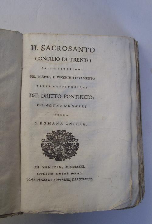 Il sacrosanto Concilio di Trento colle citazioni del nuovo, e vecchio testamento colle costituzioni del d[i]ritto pontificio ed altri concili della S. Romana Chiesa - copertina