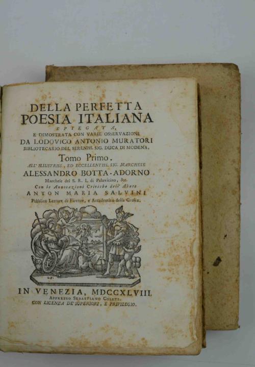 Della perfetta poesia italiana spiegata e dimostrata con varie osservazioni. Con le annotazioni critiche dell'Abate Anton Maria Salvini - Lodovico Antonio Muratori - copertina