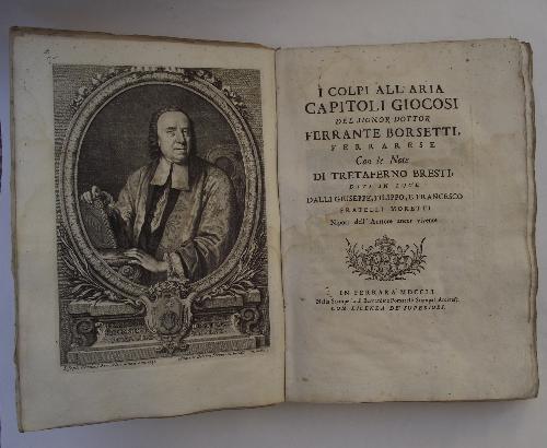 I Colpi all'aria Capitoli giocosi. con le note di Tretafermo Bresti, dati in luce dalla Giuseppe, Filippo, e Francesco fratelli Moretti Nipoti dell'Autore ancor vivente. - Ferrante Borsetti - copertina