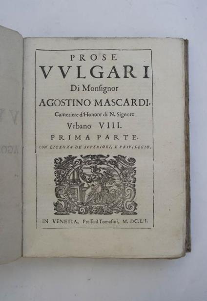 Prose vulgari - Agostino Mascardi - copertina