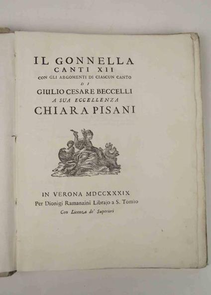 Il Gonnalla. Canti XII con gli argomenti di ciascun canto - copertina