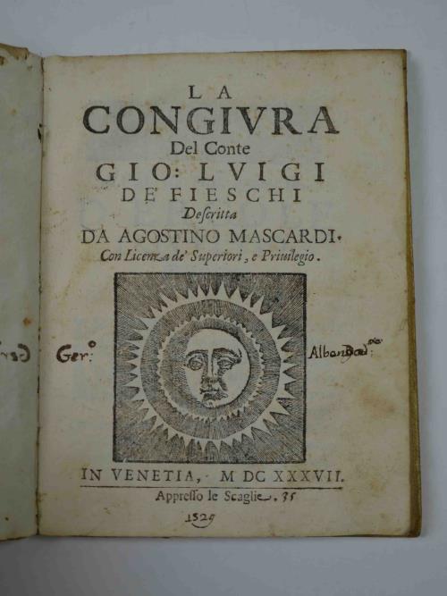 La congiura del Conte Gio. Luigi Fieschi - Agostino Mascardi - copertina