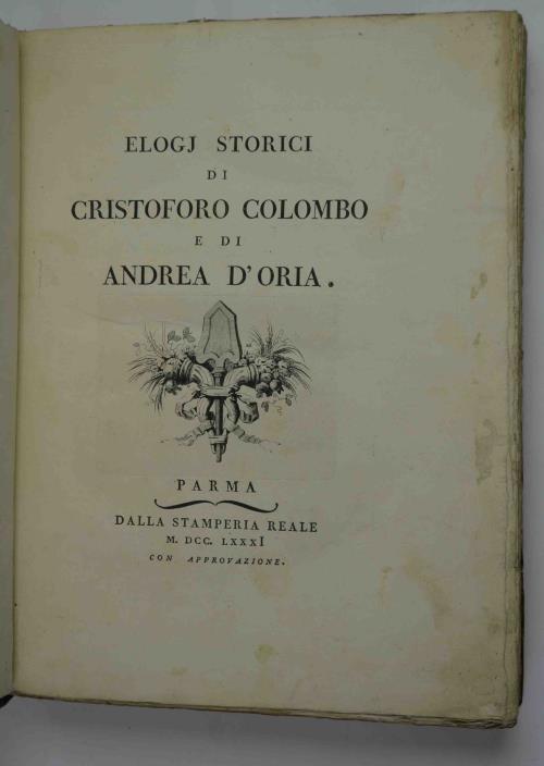 Elogj storici di Cristoforo Colombo e di Andrea D'Oria - copertina