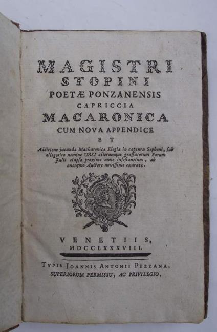 Magistri Stopini poetae ponzanensis Capriccia Macaronica cum nova appendice - Cesare Orsini - copertina
