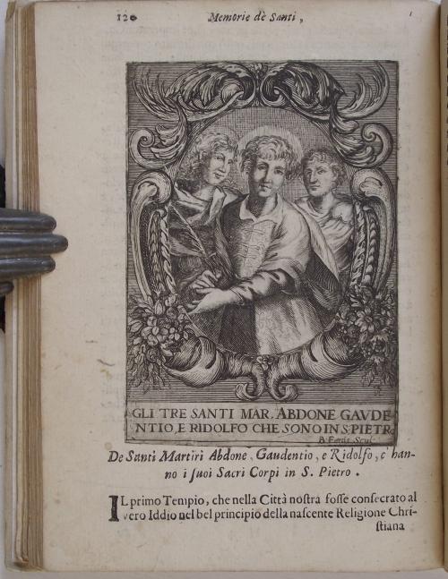 Memorie di molti Santi Martiri, Confessori, e Beati Modonesi, e di tutti i Corpi Santi, che riposano nelle Chiese di Modona, et in altre ancora del suo Territorio con le sue Figure in Rame - Lodovico Vedriani - copertina