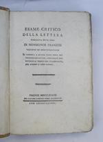 Esame critico della Lettera pubblicata sotto nome di Monsignor Franzesi Vescovo di Montepulciano in risposta a diversi punti sopra a materie ecclesiastiche, comunicati dal Governo ai Vescovi del Granducato per averne il loro parare