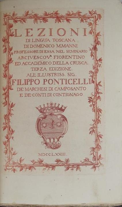 Lezioni di lingua toscana. Terza edizione - Domenico M. Manni - copertina