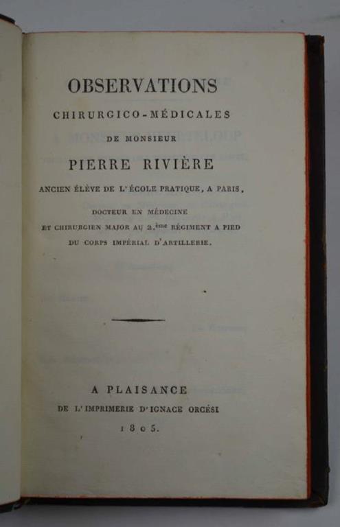 Observations chirurgico-médicales - Pierre Riviere - copertina