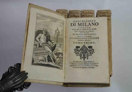 Descrizione di Milano ornata con molti disegni in rame delle fabbriche più cospigue che si trovano in questa metropoli, raccolta e ordinata da Serviliano Latuada, sacerdote milanese - Seviliano Latuada - copertina