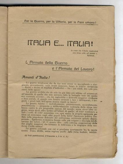 Italia e... Italia! L'armata delle guerra e l'armata del lavoro - copertina