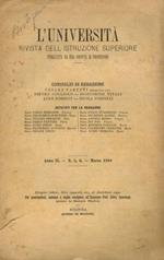 UNIVERSITÀ (L'). Rivista dell'istruzione superiore. Pubblicata da una società di professori. Anno II. N. 5 e 6. Marzo 1888