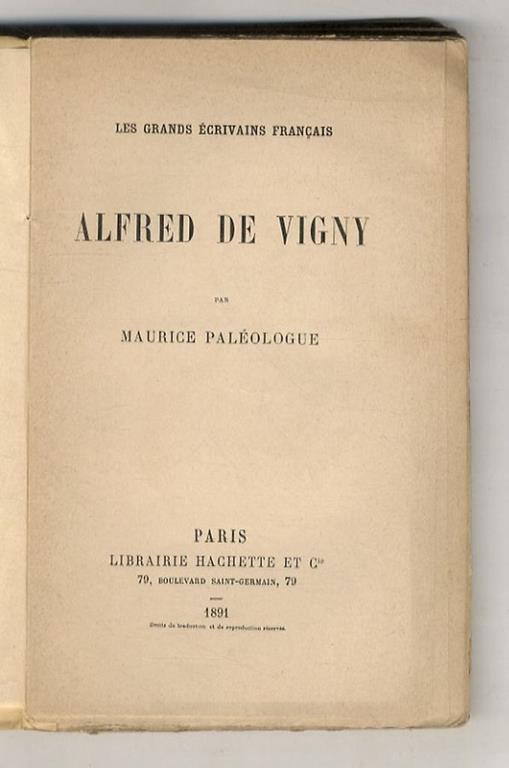 Alfred de Vigny - copertina