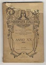 UNIVERSITà (L') italiana. Rivista dell'istruzione superiore. Direttori prof. Pietro Albertoni, prof. Raffaele Gurrieri. Anno XX. 1924