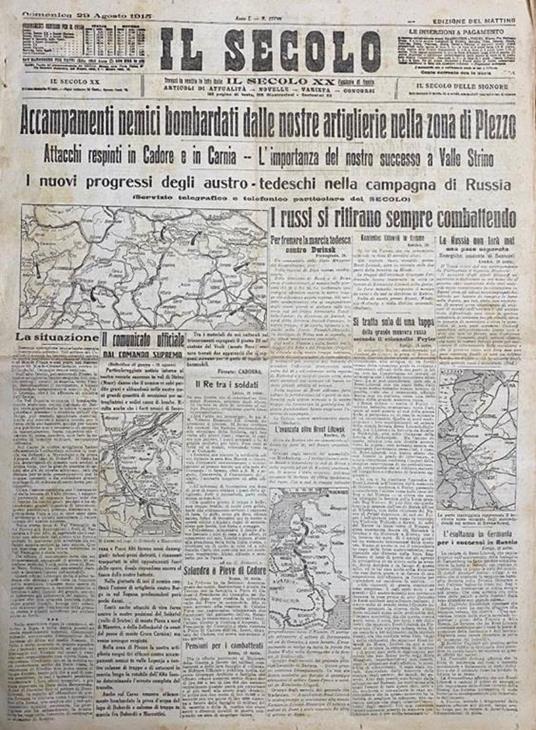 SECOLO (IL). Edizione del mattino. Anno L. Numero 17746. Domenica 29 agosto 1915 - copertina