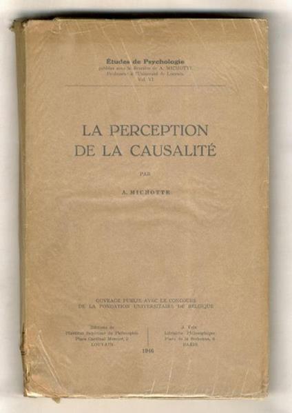 La perception de la casualité - Albert Michotte - copertina