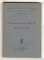 Variazioni territoriali nell'A.O. dal 1880 al 1938