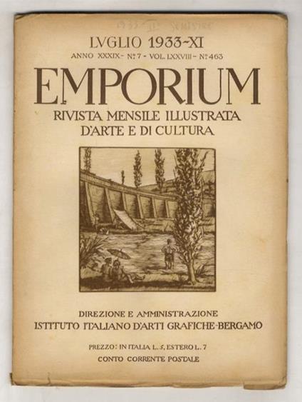 EMPORIUM. Rivista mensile illustrata d'arte e di cultura. Anno XXXIX. 1933. Fascicoli nn. da 7 a 12. Volume LXXVIII [secondo semestre 1933 completo] - copertina