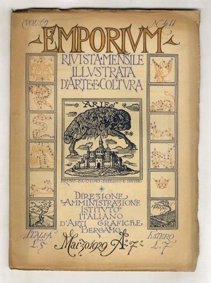 EMPORIUM. Rivista mensile illustrata d'arte e di cultura. Vol. LXIX. N. 411. Marzo 1929 - A. VII - copertina