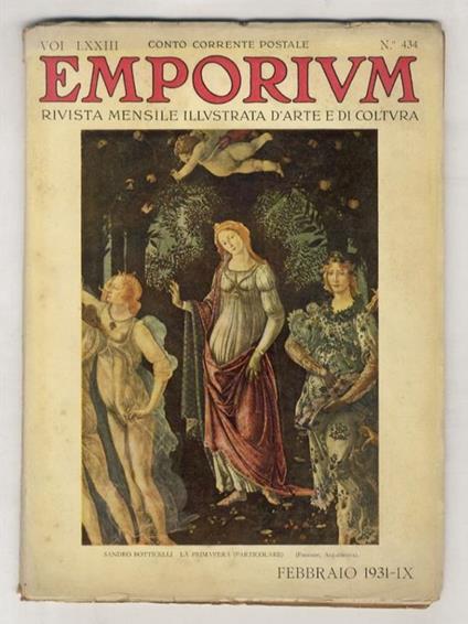 EMPORIUM. Rivista mensile illustrata d'arte e di cultura. Vol. LXXIII. N. 434. Febbraio 1931- IX - copertina