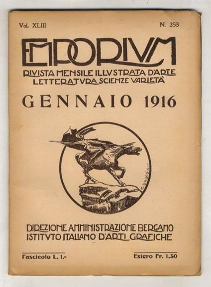 EMPORIUM. Rivista mensile illustrata d'arte, letteratura scienze e varietà. Vol. XLIII. N. 253. Gennaio 1916 - copertina