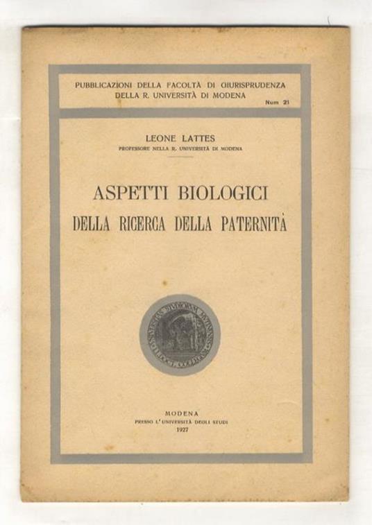 Aspetti biologici della ricerca della paternità - copertina