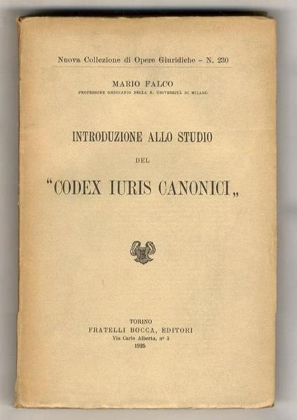 Introduzione allo studio del "Corpus Iuris Canonici" - Mario Falco - copertina