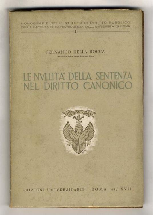 Le nullità della sentenza nel diritto canonico - Fernando Della Rocca - copertina
