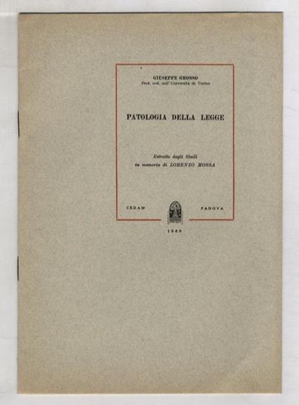 Patologia della legge - Giuseppe Grosso - copertina