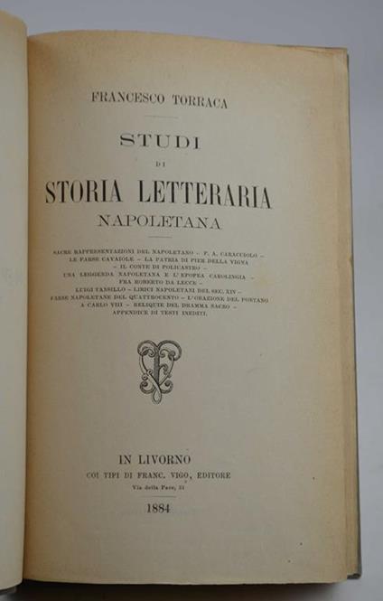 Studi di storia letteraria napoletana.. - Francesco Torraca - copertina