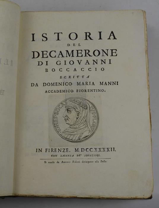 Istoria del Decamerone di Giovanni Boccaccio - Domenico Maria Manni - copertina