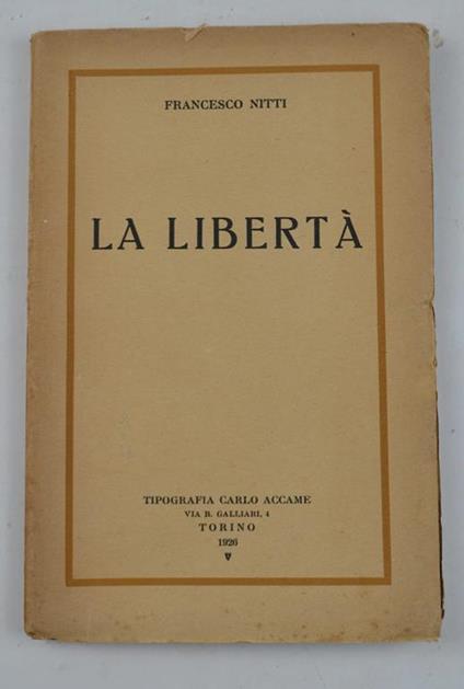 La libertà - Francesco Nitti - copertina