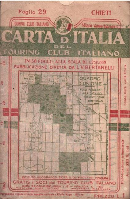 Carta D'Italia Del Touring Club Italiano Foglio 29: Chieti - copertina