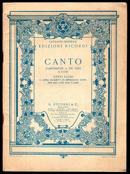 Canto. Composizioni a più voci e cori - copertina