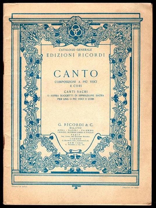 Canto. Composizioni a più voci e cori - copertina