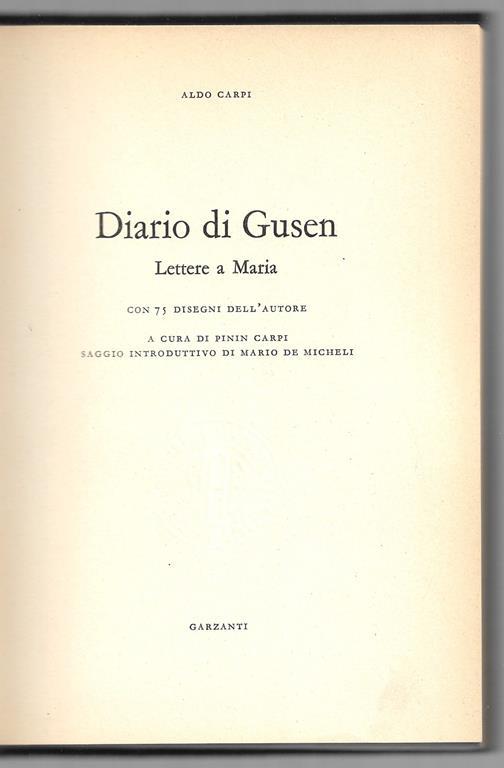 Diario di Gusen - Lettere a Maria - Aldo Carpi - copertina