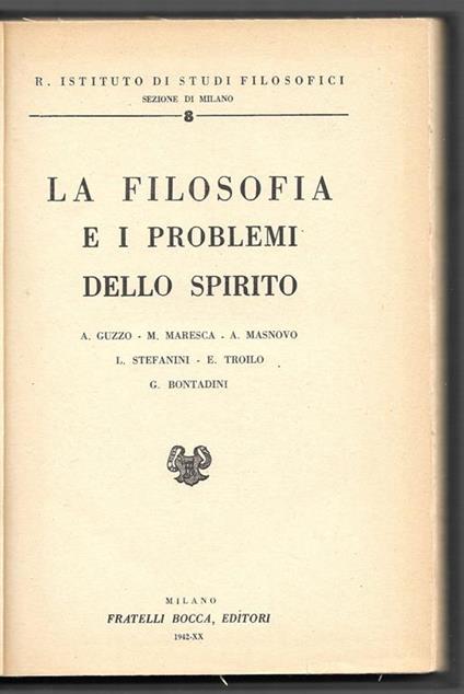 La filosofia e i problemi dello spirito - copertina