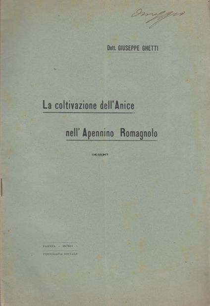 La coltivazione dell'Anice nell'Appennino Romagnolo - Giuseppe Gabetti - copertina