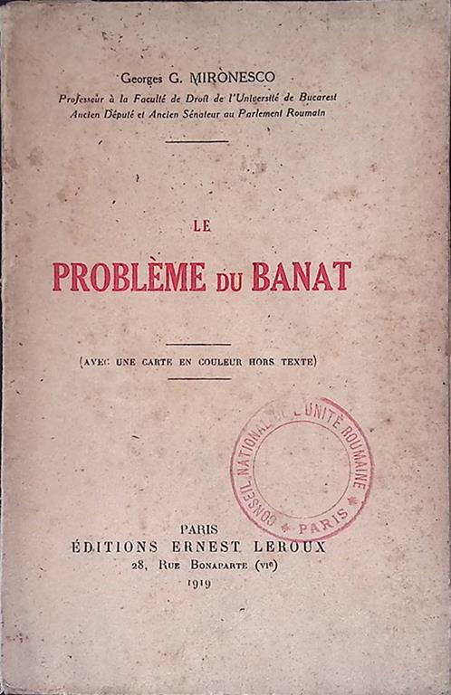 Problème du Banat. Avec une carte en couleur hors texte - copertina