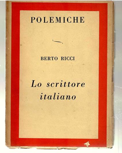 Lo Scrittore Italiano - Berto Ricci - copertina