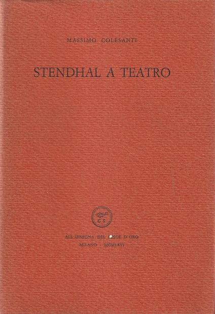 Stendhal a Teatro - Massimo Colesanti - copertina