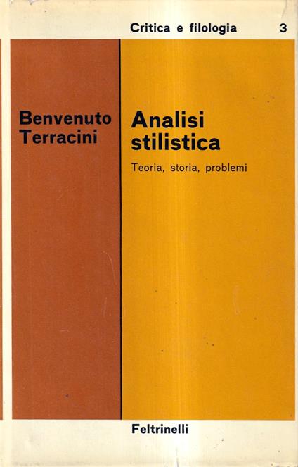 Analisi Stilistica. Teoria, Storia, Problemi - Benvenuto Terracini - copertina