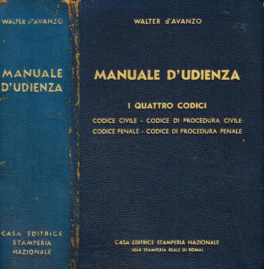 Manuale d'udienza - Walter D'Avanzo - copertina
