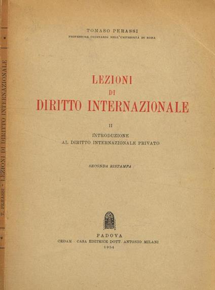 Lezioni di diritto internazionale vol.II - Tomaso Perassi - copertina