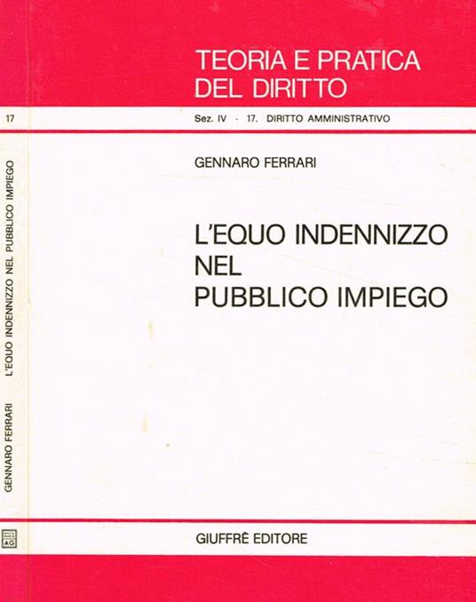 L' equo indennizzo nel pubblico impiego - Gennaro Ferrari - copertina