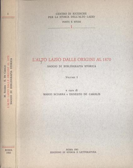 L' Alto Lazio dalle origini al 1870 Vol. I - copertina