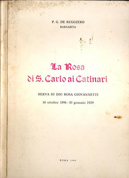 La Rosa di S. Carlo ai Catinari - copertina