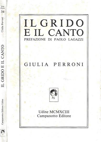 Il grido e il canto - Giulia Perroni - copertina