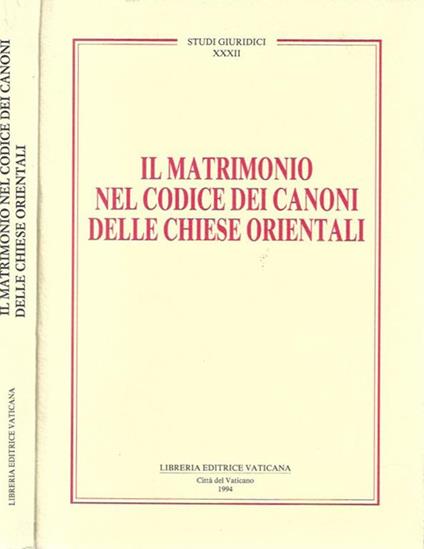 Il matrimonio nel Codice dei canoni delle Chiese orientali - copertina